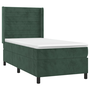 Pat box spring cu saltea, verde închis, 90x190 cm, catifea