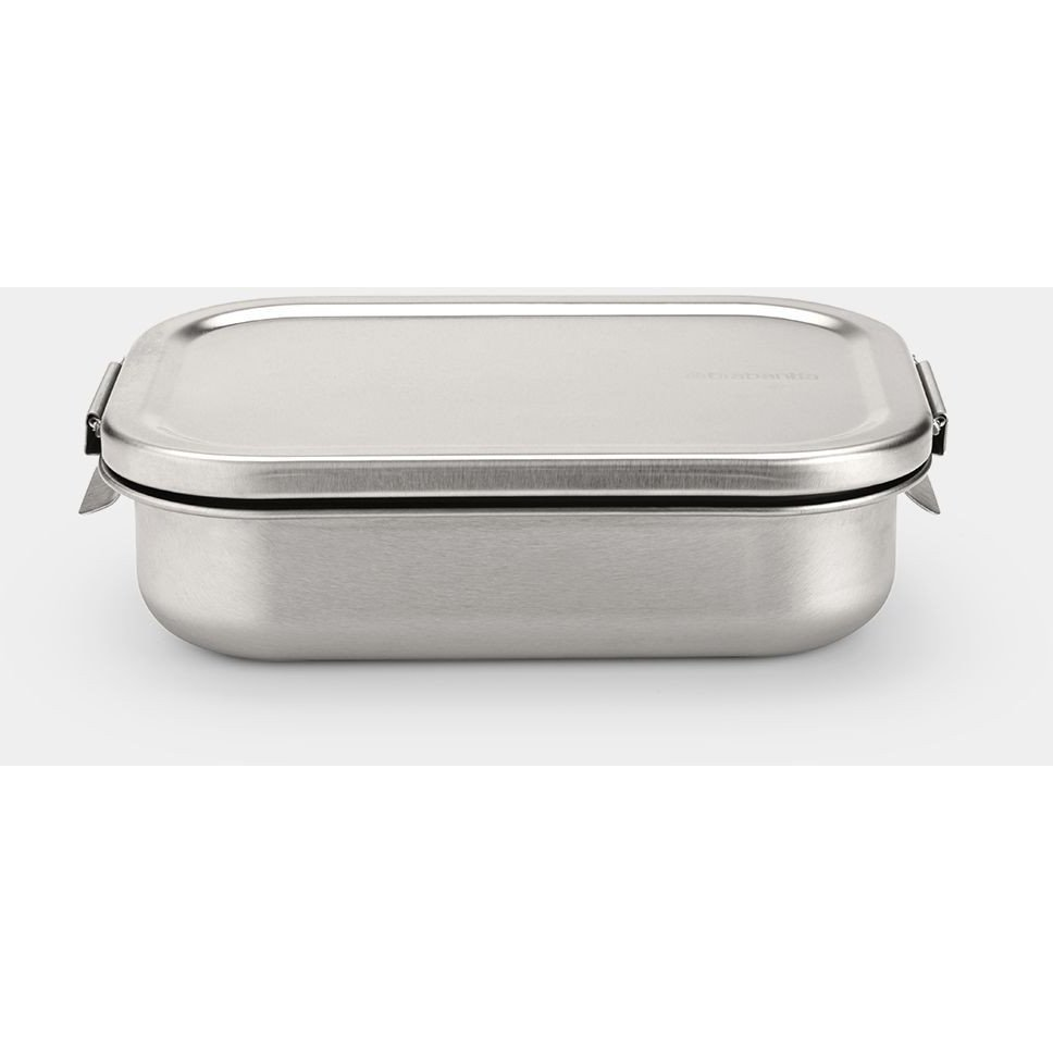 Brabantia Make & Take Travel Lunch Box közepes méretű ételhordozó doboz, 1100 ml, szivárgás- és légmentes záródás, bepattintós (clip-on) zárómechanizmus, r.m. acél, selyem matt - 203589 (203589)