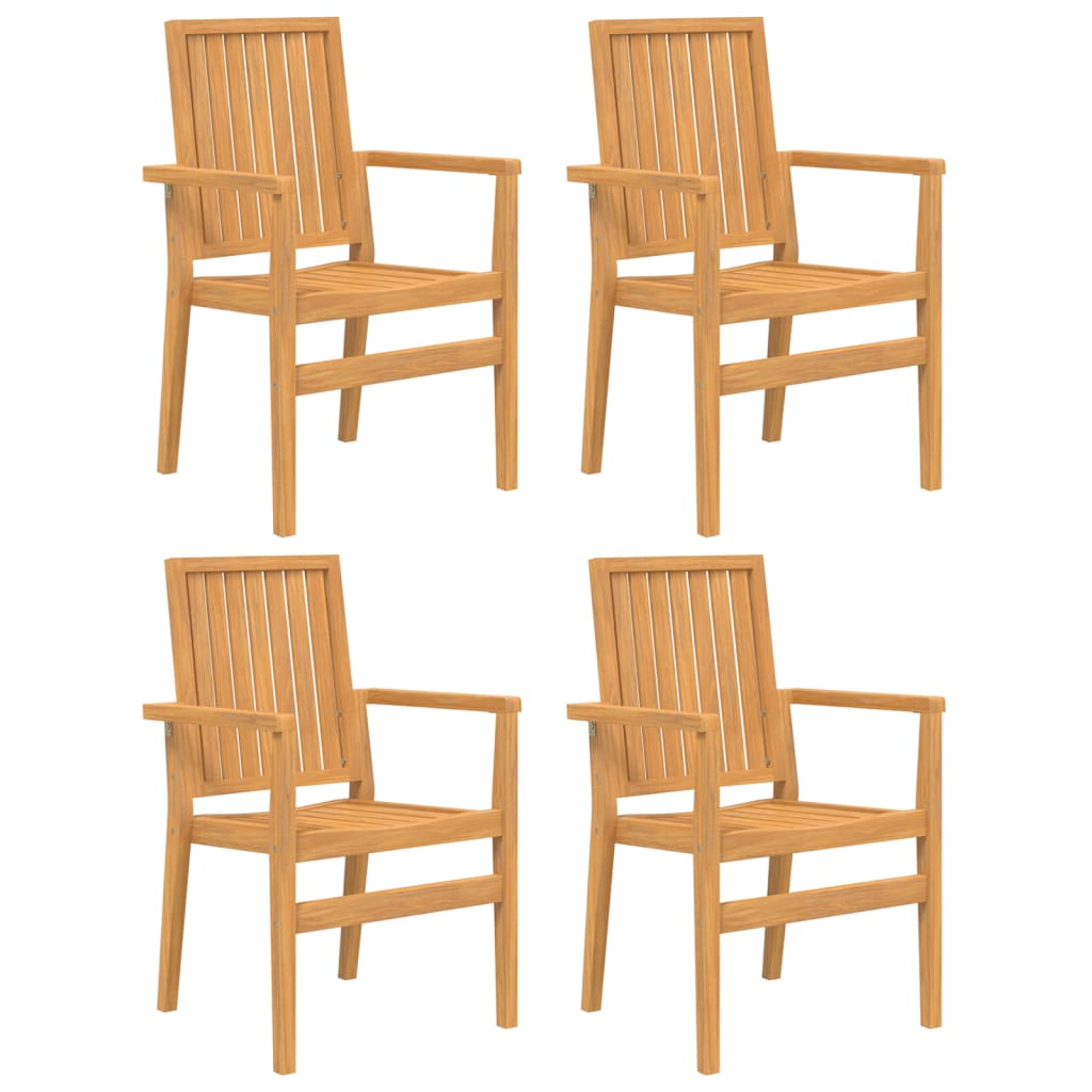4 db tömör tíkfa rakásolható kerti szék 56,5 x 57,5 x 91 cm (3157901)