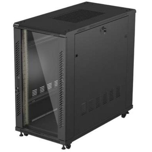 Skříň Lanberg 19" 22U 600x1200 mm černá se skleněnými dveřmi