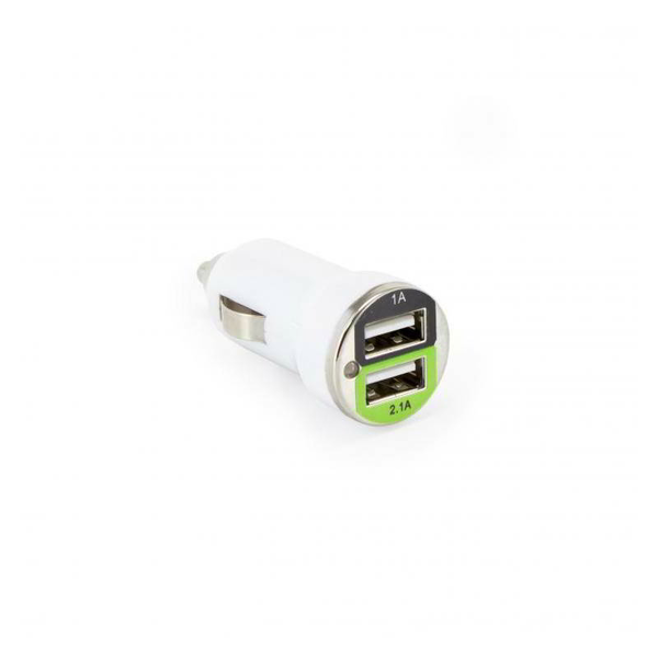 SBOX CC-221W 2x USB-A Autós töltő - Fehér (5V / 1A/2.1A)