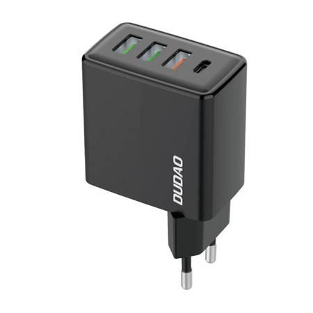 Dudao A5HEU 3x USB-A + USB-C PD 20W hálózati töltő fekete (6973687244118) (6973687244118)
