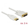 Delock Displayport 1.2 - DVI 24+1 пасивен 2м бял кабел