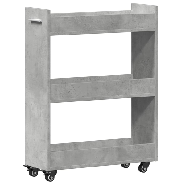 Dulap cu roți, gri beton, 60x22x79 cm, lemn prelucrat