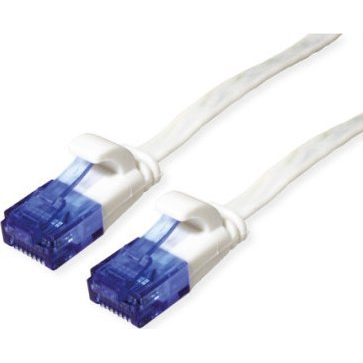 VALUE Síťový kabel patchcord RJ45 kat.6A UTP, plochý, bílý, 2 m