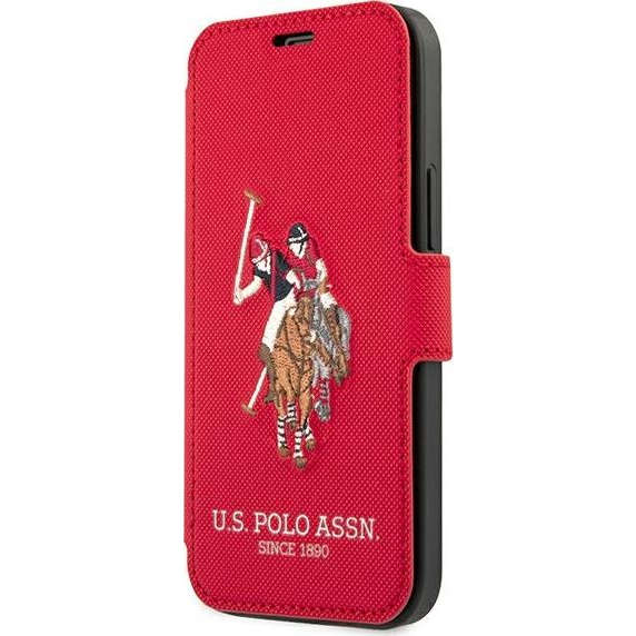 US Polo Embroidery Collection iPhone 12 Pro Max Telefon Flip tok - Piros (USFLBKP12LPUGFLRE)