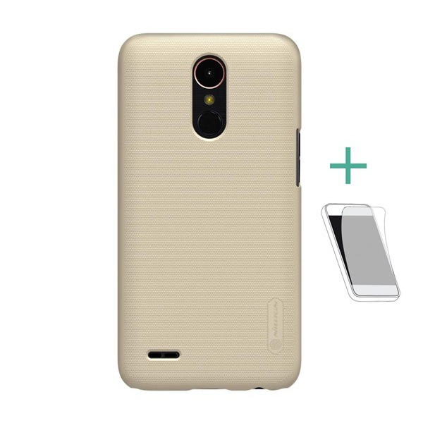 NILLKIN SUPER FROSTED műanyag telefonvédő (gumírozott, érdes felület + képernyővédő fólia) ARANY [LG K10 (2017) M250n]
