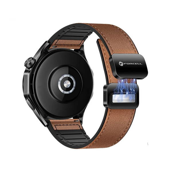 Forcell F-Design FS20 környezetbarát bőr szíj Samsung Galaxy Watch készülékhez, mágneses, 22 mm, barna