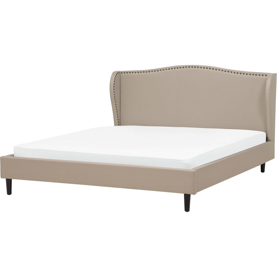 Cama Doble Tapizada Beige 180 X 200 Cm Con Somier Y Cabecero Estilo Glamour Colmar - Beige