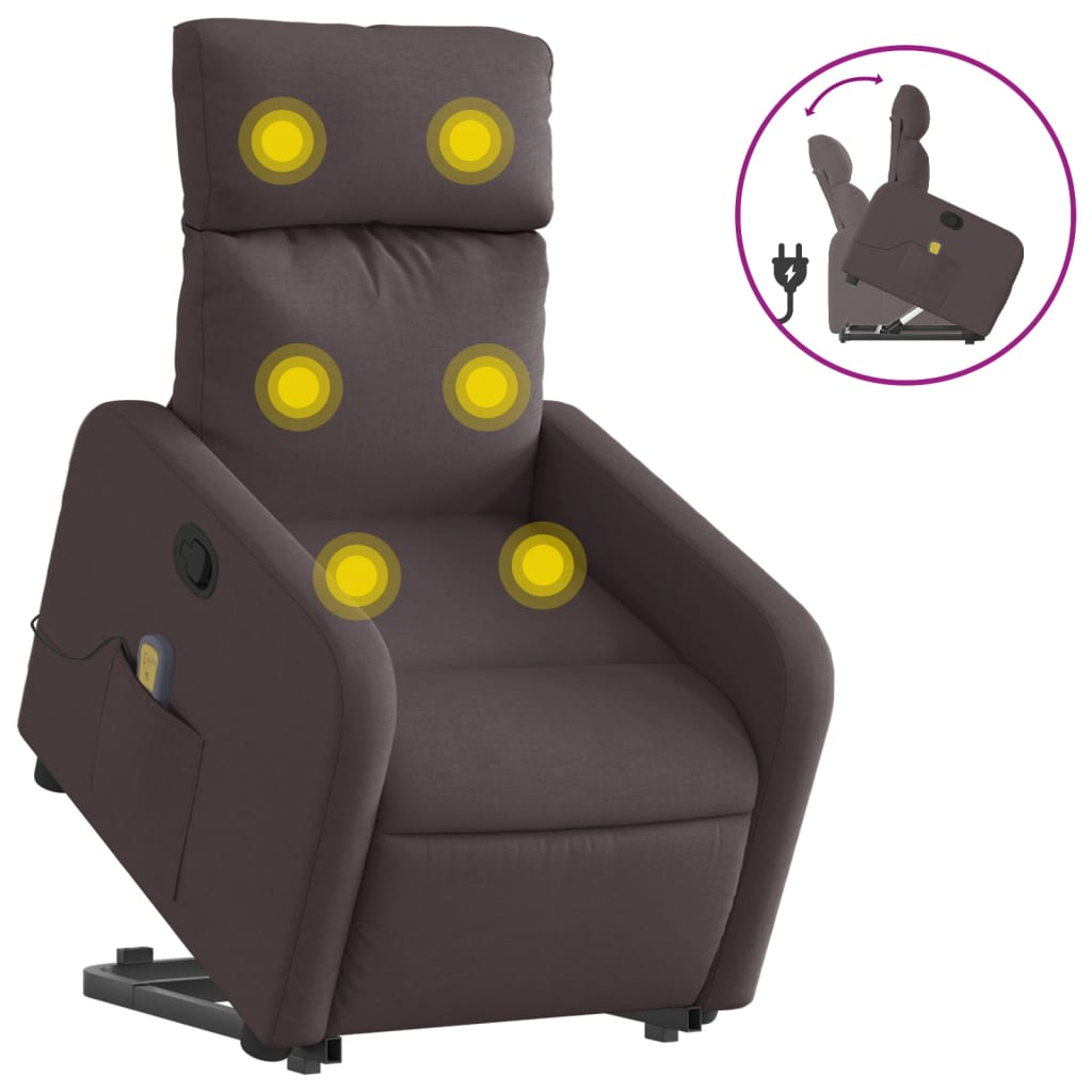 sötétbarna szövet dönthető masszázs- és állófotel (3206713)