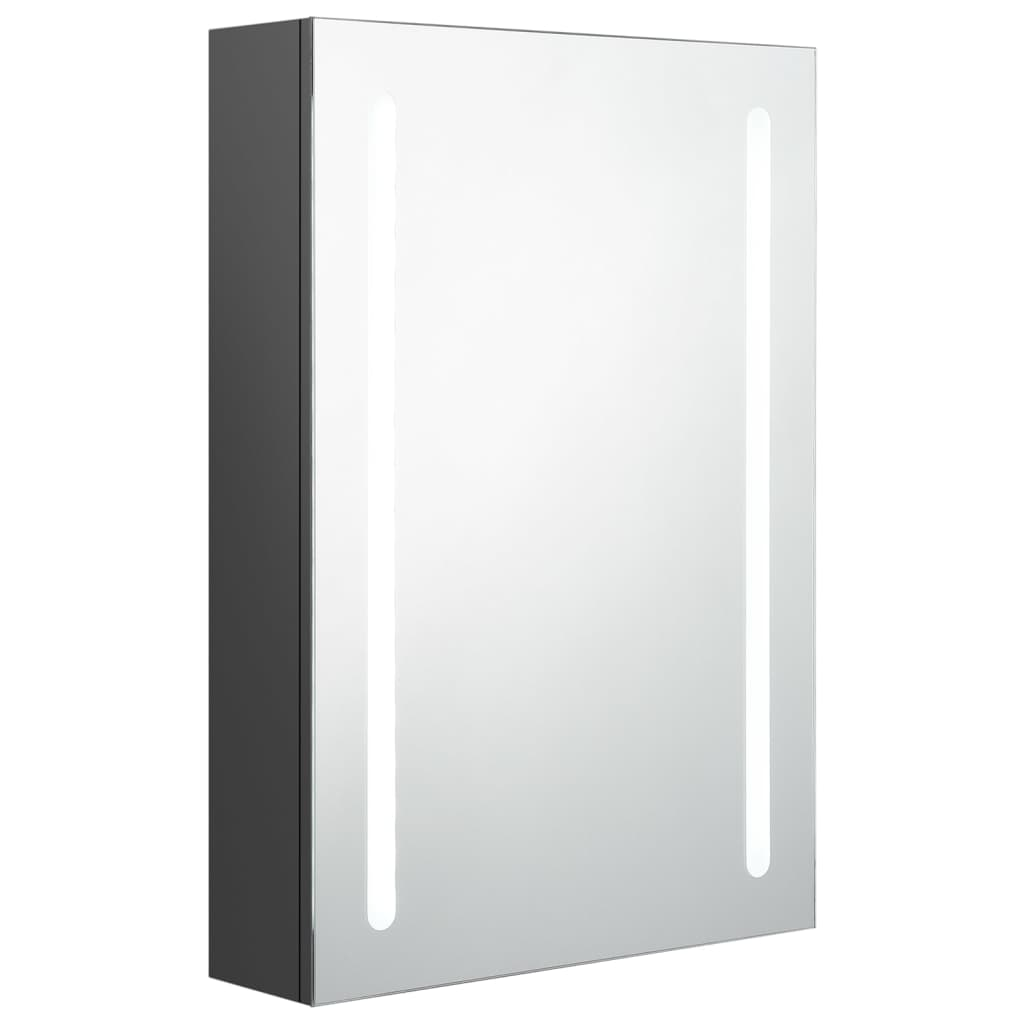 szürke LED-es tükrös fürdőszobaszekrény 50 x 13 x 70 cm (326497)
