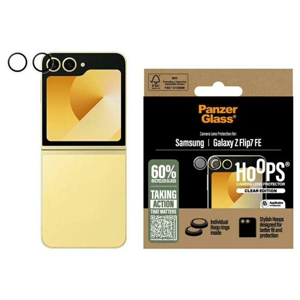 PanzerGlass Hoops edzett üveg a kameralencséhez Samsung Galaxy Z Flip7 FE készülékhez