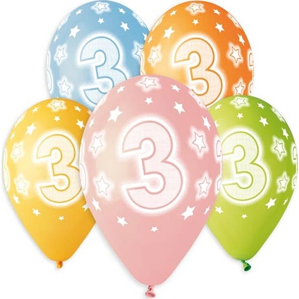 Happy Birthday 3 Star Lufi - 5 db, 33 cm (GS120/3)