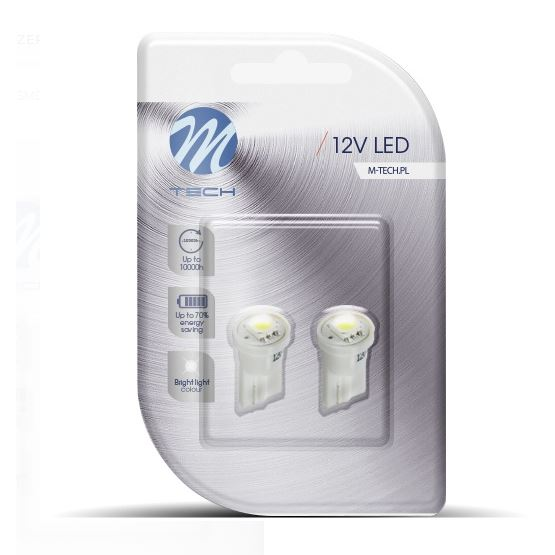 M-Tech T10 LED 1x5050 SMD fehér színű, pár (72LB040W) (72LB040W)