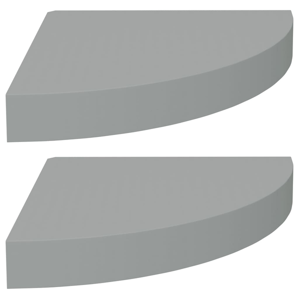 Комплект окачени ъглови рафтове vidaXL, 2 бр, сиви, 25x25x3,8 см, МДФ, 1.58 Kg