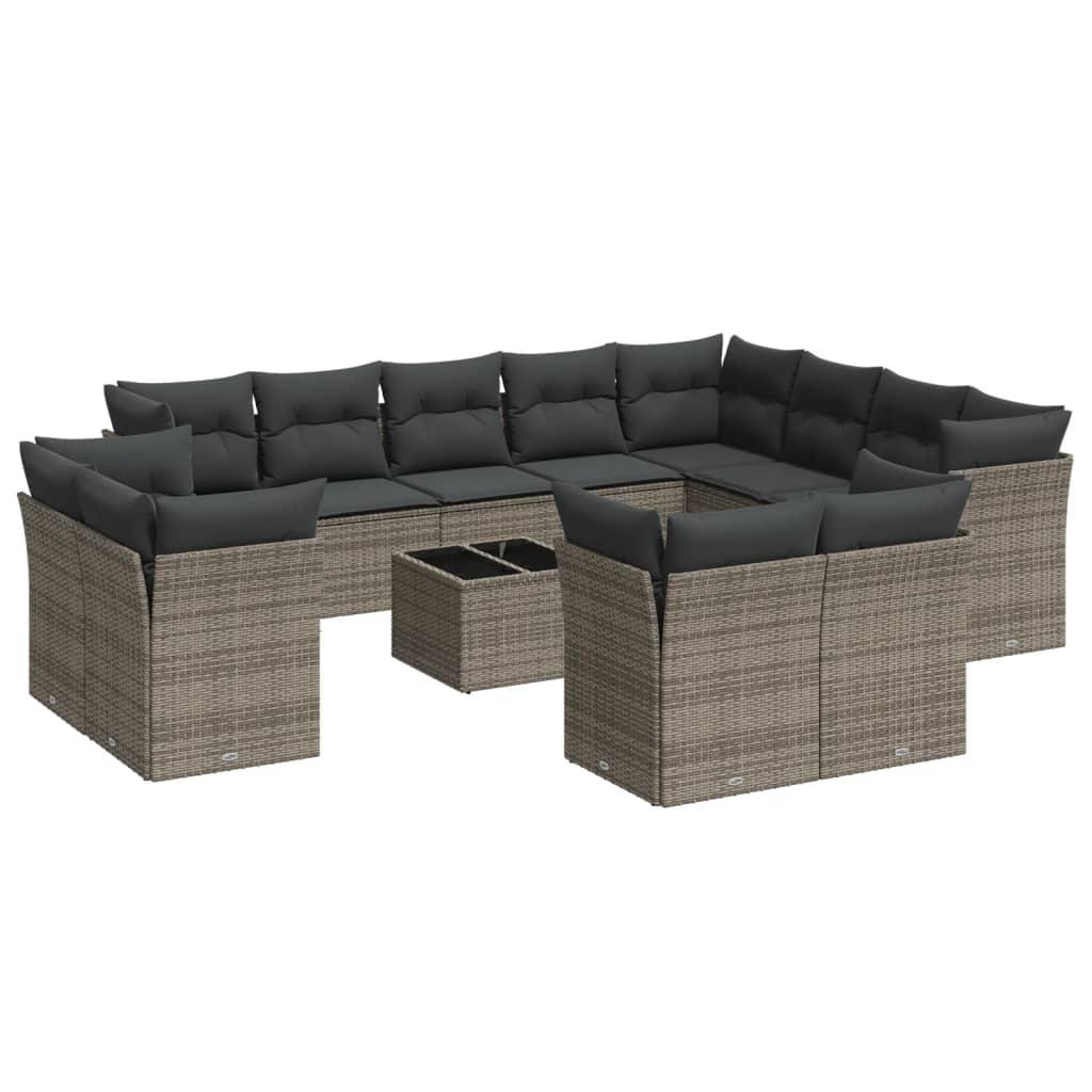 13 részes szürke polyrattan kerti ülőgarnitúra párnákkal (3250379)