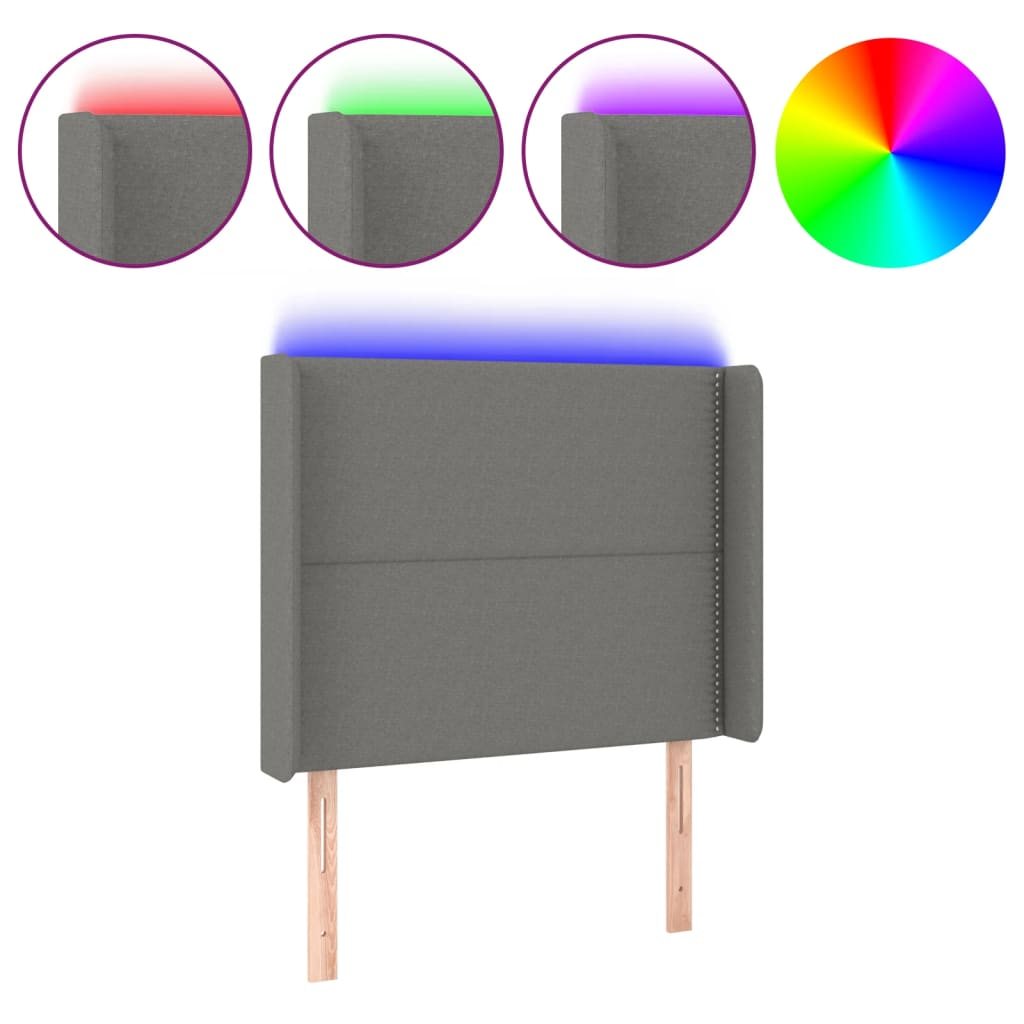 sötétszürke szövet LED-es fejtámla 93x16x118/128 cm (3123891)