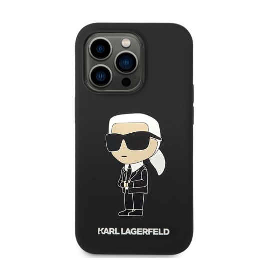 Karl Lagerfeld Liquid Ikonik NFT Apple iPhone 14 Pro szilikon hátlap tok fekete (KLHCP14LSNIKBCK) (KLHCP14LSNIKBCK)