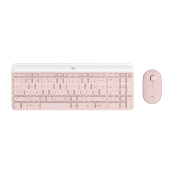 Комплект безжична клавиатура + Мишка Logitech MK470, Slim, layout US INTL, Rose