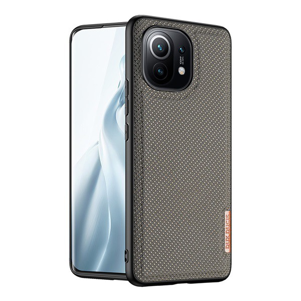 DUX DUCIS FINO szilikon telefonvédő (műanyag belső, közepesen ütésálló, rács minta) BARNA [Xiaomi Mi 11 5G]