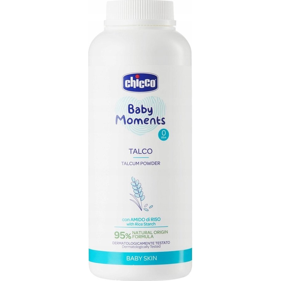 CHICCO Baby Moments powder with rice starch 150 g (8058664178391)