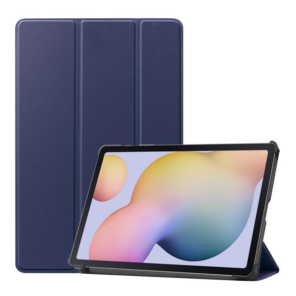 Tok álló, bőr hatású (FLIP, oldalra nyíló, TRIFOLD asztali tartó funkció) SÖTÉTKÉK [Samsung Galaxy Tab S8 LTE (SM-X706)] (5996591019949)
