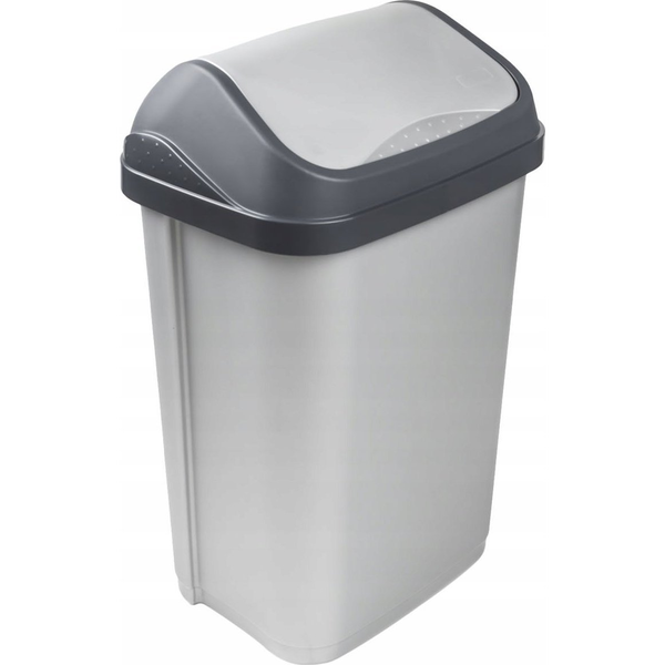 Waste bin with rotating lid 25L Swantje 33.5x25.5x53.5cm light silver