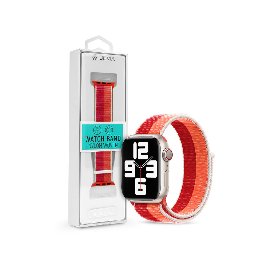 Apple Watch szövet sport szíj - Devia Nylon Woven Braided Adjustable two-tone Watch Loop - 38/40/41 mm - peony (ST364686)