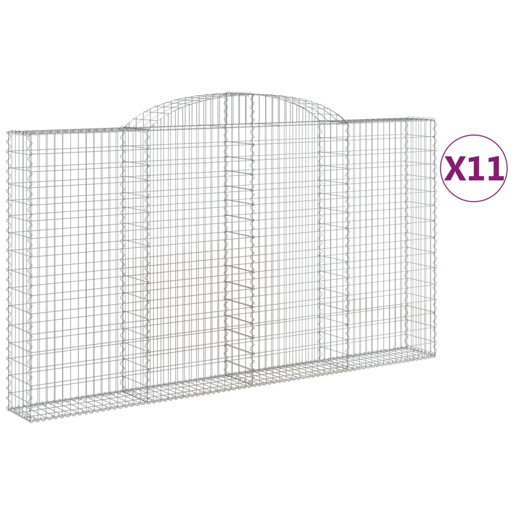 11 db íves horganyzott vas gabion kosár 300x30x160/180 cm (3146584)