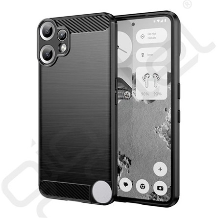 Szilikon telefonvédő (ütésállóság, légpárnás sarok, szálcsiszolt, karbon minta) FEKETE Nothing CMF Phone 2 Pro "Gigapack csomagolás" (GP-176292)