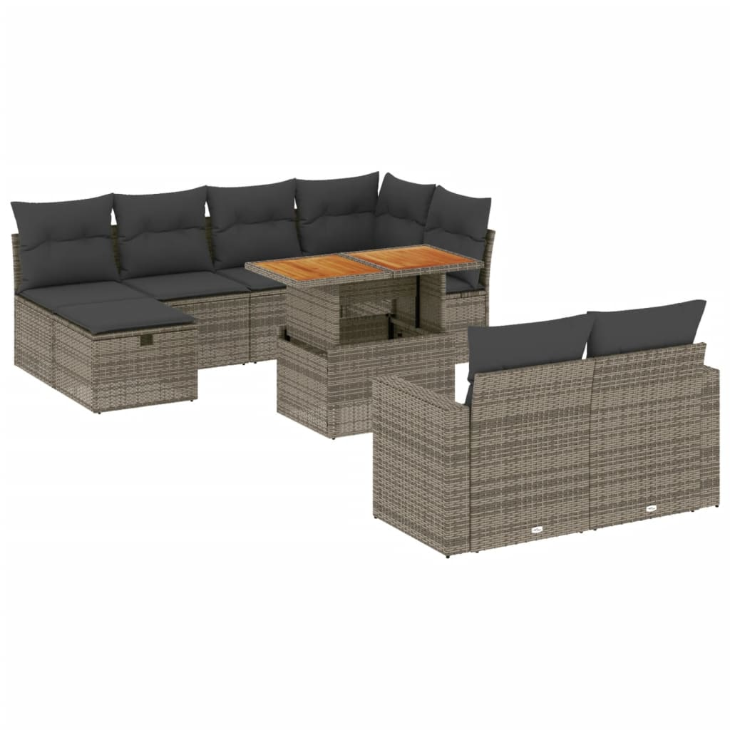 11 részes szürke polyrattan kerti ülőgarnitúra párnákkal (3276516)