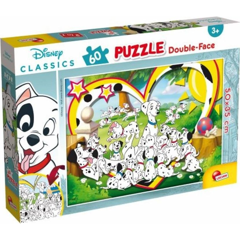 Disney 101 kiskutya 2 az 1-ben 60db-os puzzle és színező 50x35cm - Lisciani (452640)
