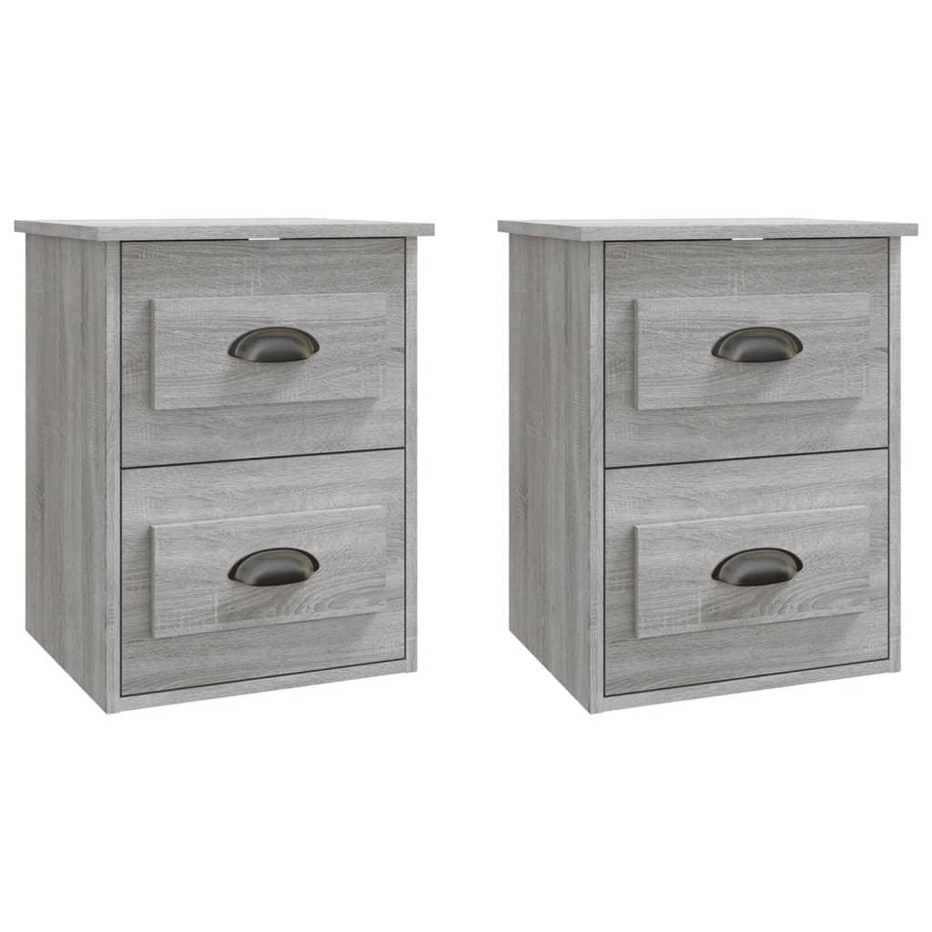 2 db szürke sonoma falra szerelhető éjjeliszekrény 41,5x36x53cm (816405)