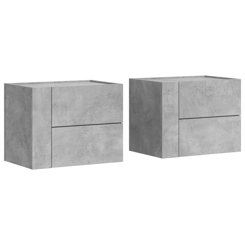 2 db betonszürke falra szerelhető éjjeliszekrény 45x30x35 cm (848332)