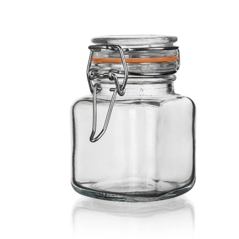 BANQUET LINA Tárolóüveg, hermetikus, szögletes, 100 ml, narancsszín (A25991)