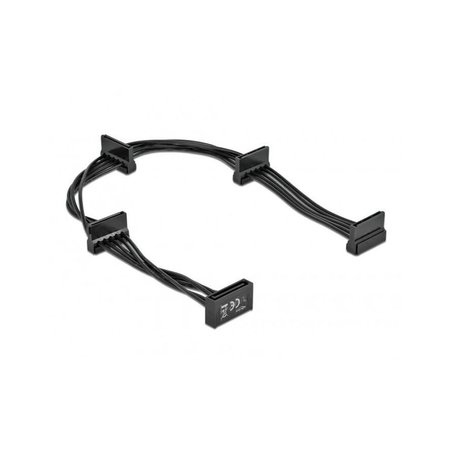 Delock SATA Power 15pin -> 4db SATA Power 15pin M/F tápkábel 0.4m fekete (60395)