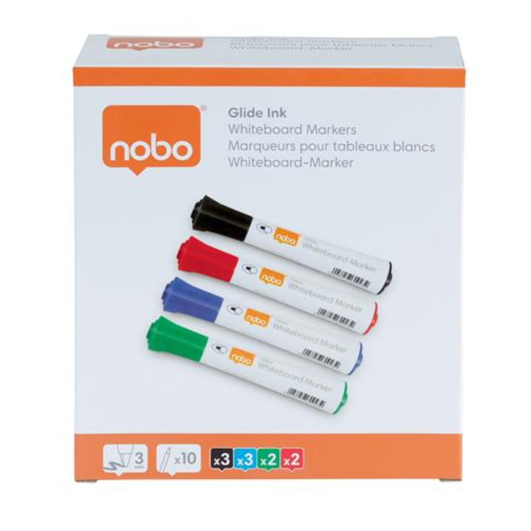 NOBO Glide 2mm Táblamarker - Vegyes színek (10 db / csomag) (1915268)