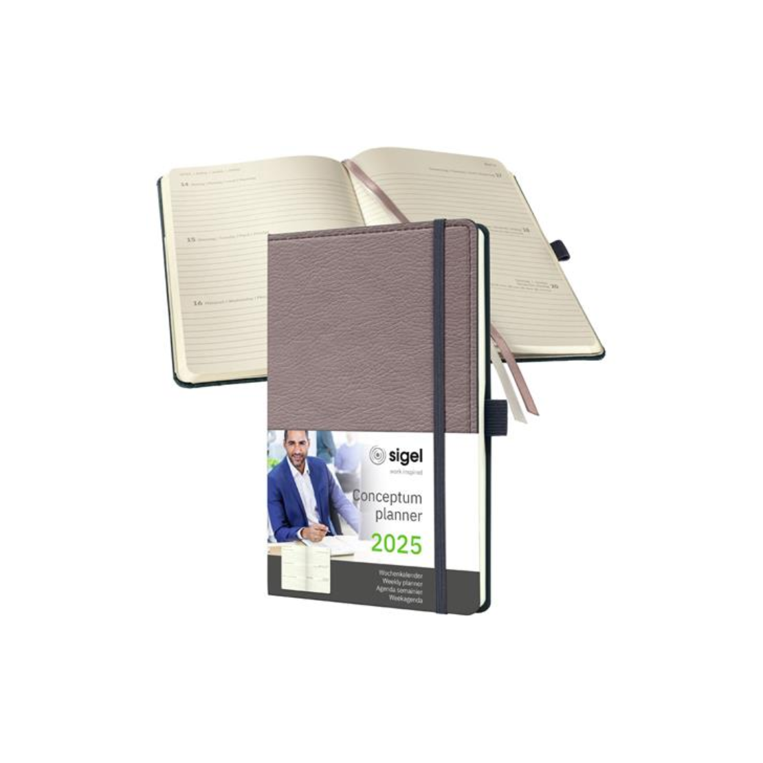 Sigel Conceptum A5 2025 Heti naptár kemény borítóval - Barna (C2551)
