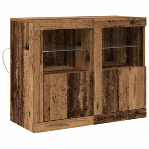 Oldal szekrény LED világítással 2 db Régi fa 41x37x67 cm