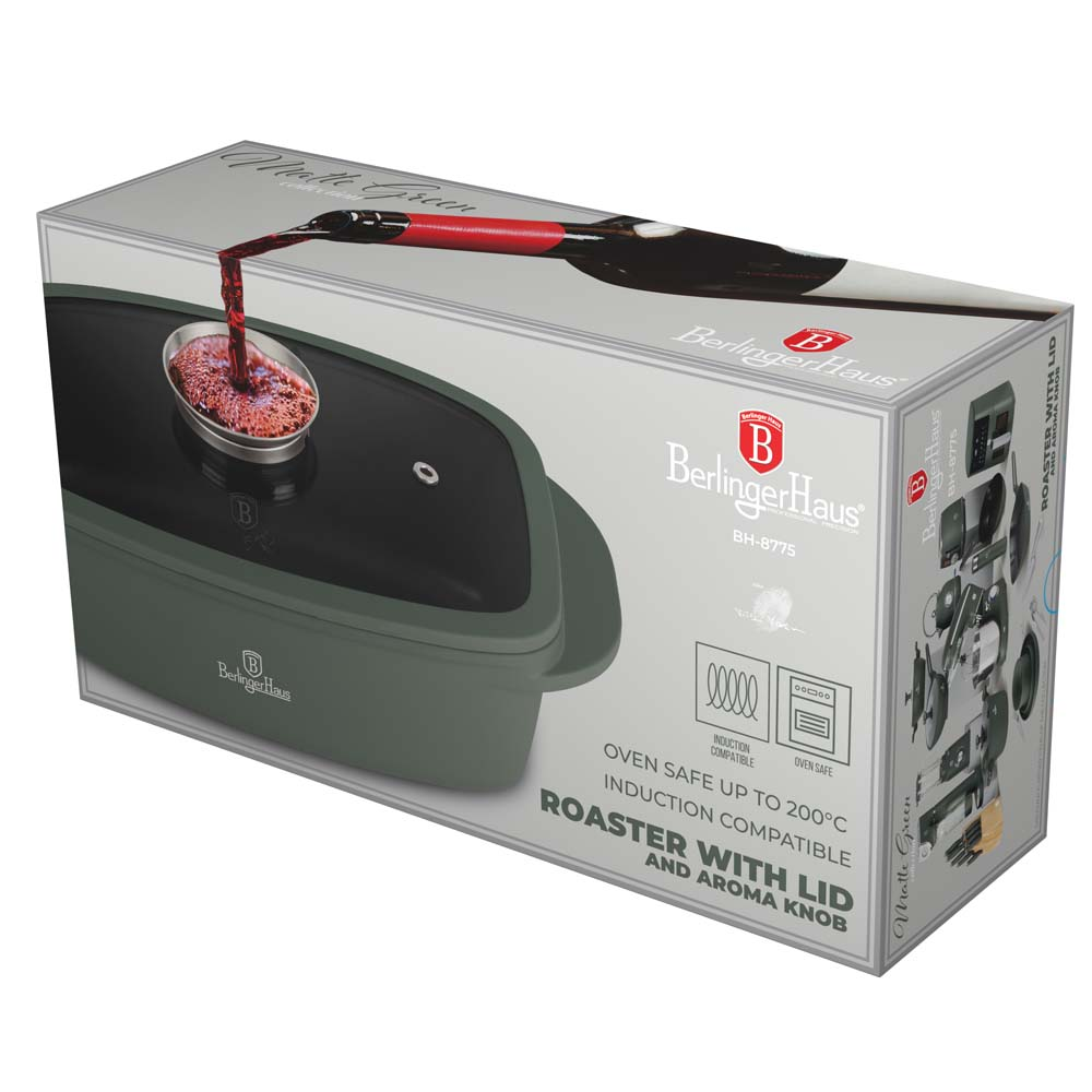Berlinger Haus BH/8775 Pecsenyesütő fedővel és aroma gombbal 6L - Zöld (BH/8775)