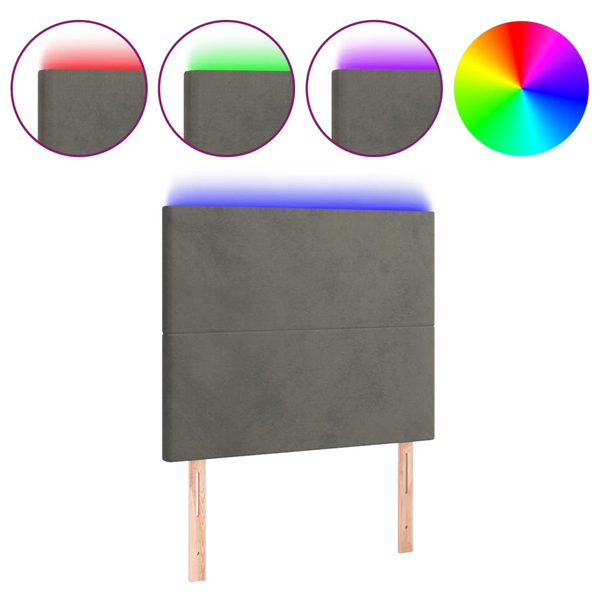 vidaXL vidaXL Zagłówek do łóżka z LED, ciemnoszary, 100x5x118/128 cm, aksamit