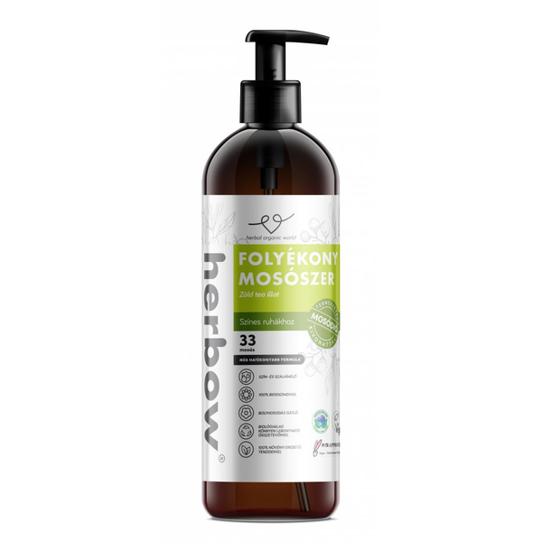 Herbow Color harmony folyékony mosószer színes ruhákhoz, zöld tea illat 1 l (33 mosás)