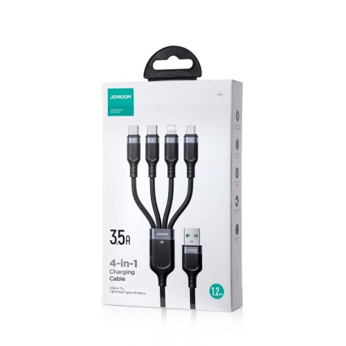 USB kabel Joyroom USB-A - 2x USB-C + Lightning + microUSB, 1,2 m, černý