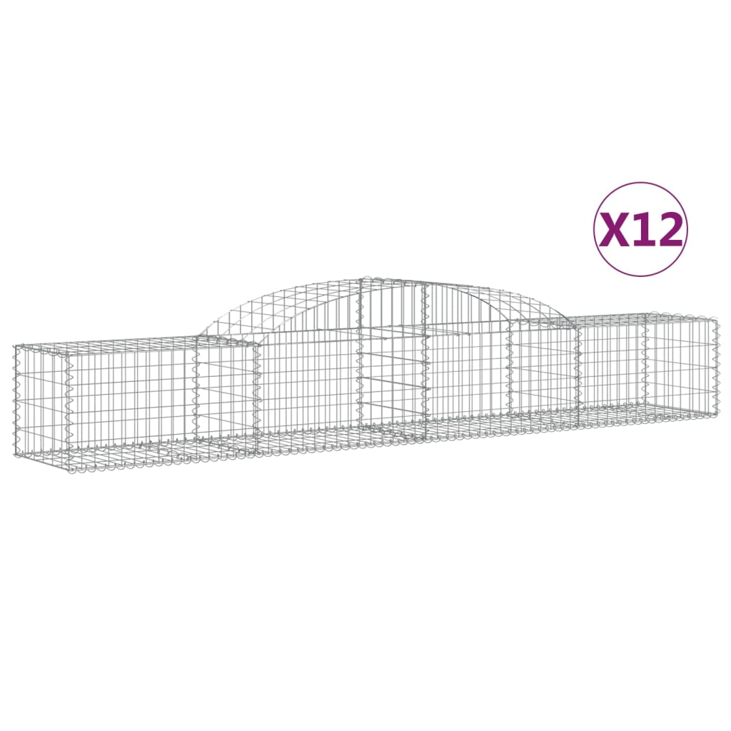 12 db íves horganyzott vas gabion kosár 300x50x40/60 cm (3146657)