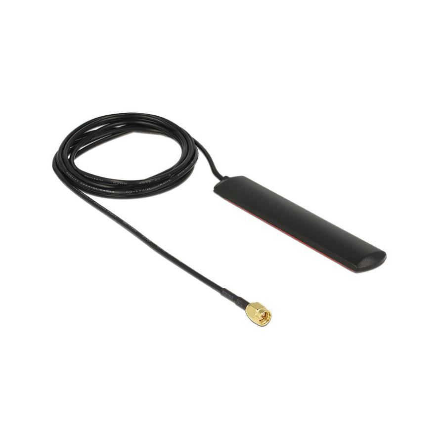 LAN Delock 89491 GSM UMTS LTE WLAN 2.4 GHz Antenna SMA Plug 2 dBi omnidirectional adhesive mounting (89491)