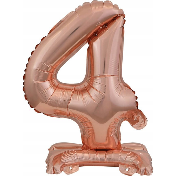 Rose Gold Mini 4-es Szám Fólia Lufi Talppal 38 cm