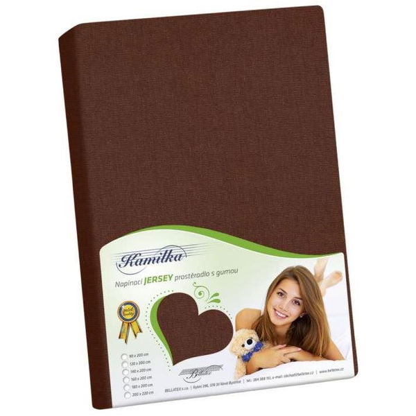 Bellatex Jersey lepedő, 90×200 cm, sötétbarna