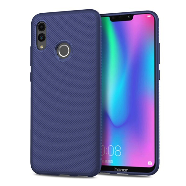 Szilikon telefonvédő (közepesen ütésálló, csíkos minta) SÖTÉTKÉK [Honor 10 Lite] (5996457836628)