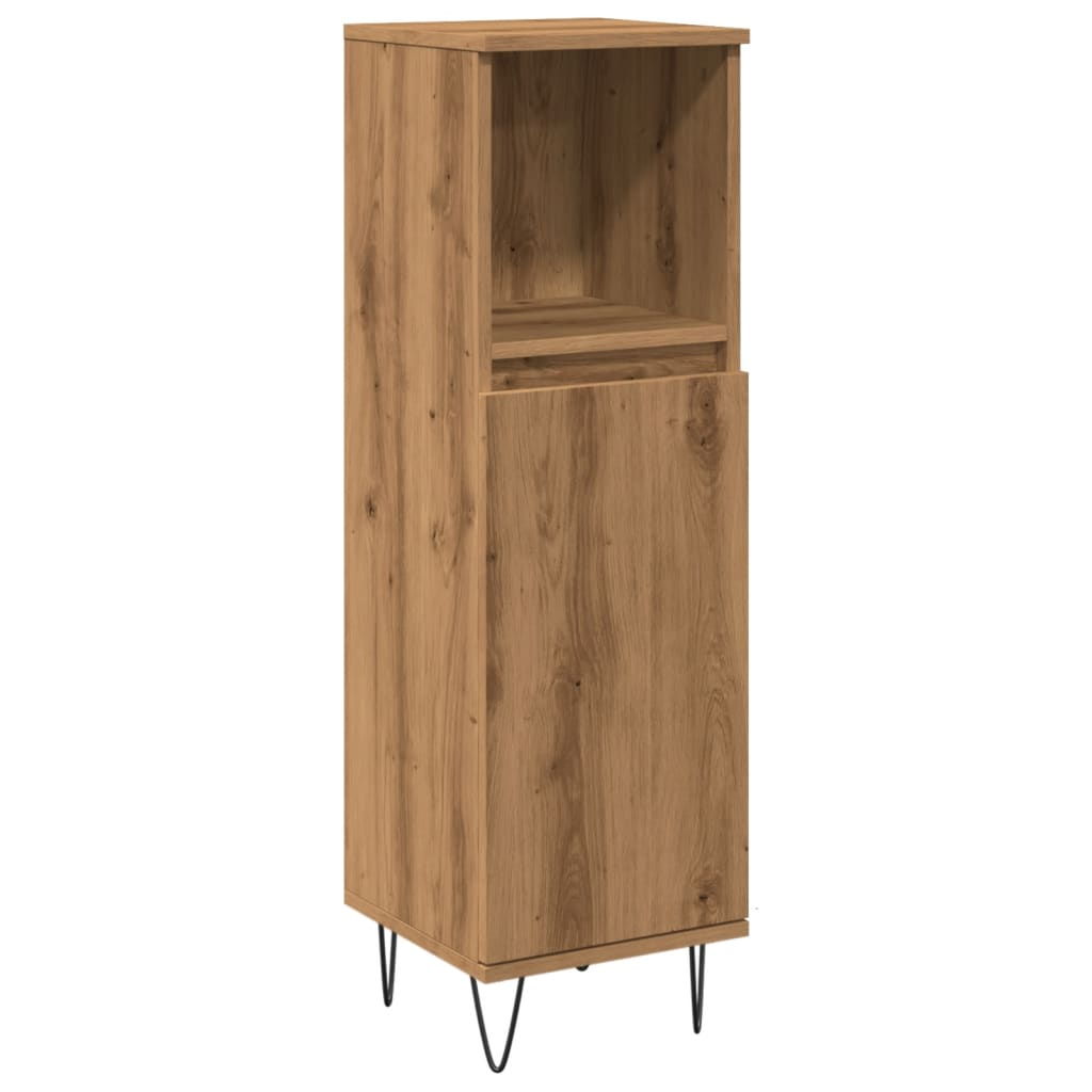 kézműves tölgy színű szerelt fa fürdőszobaszekrény 30x30x100 cm (857209)