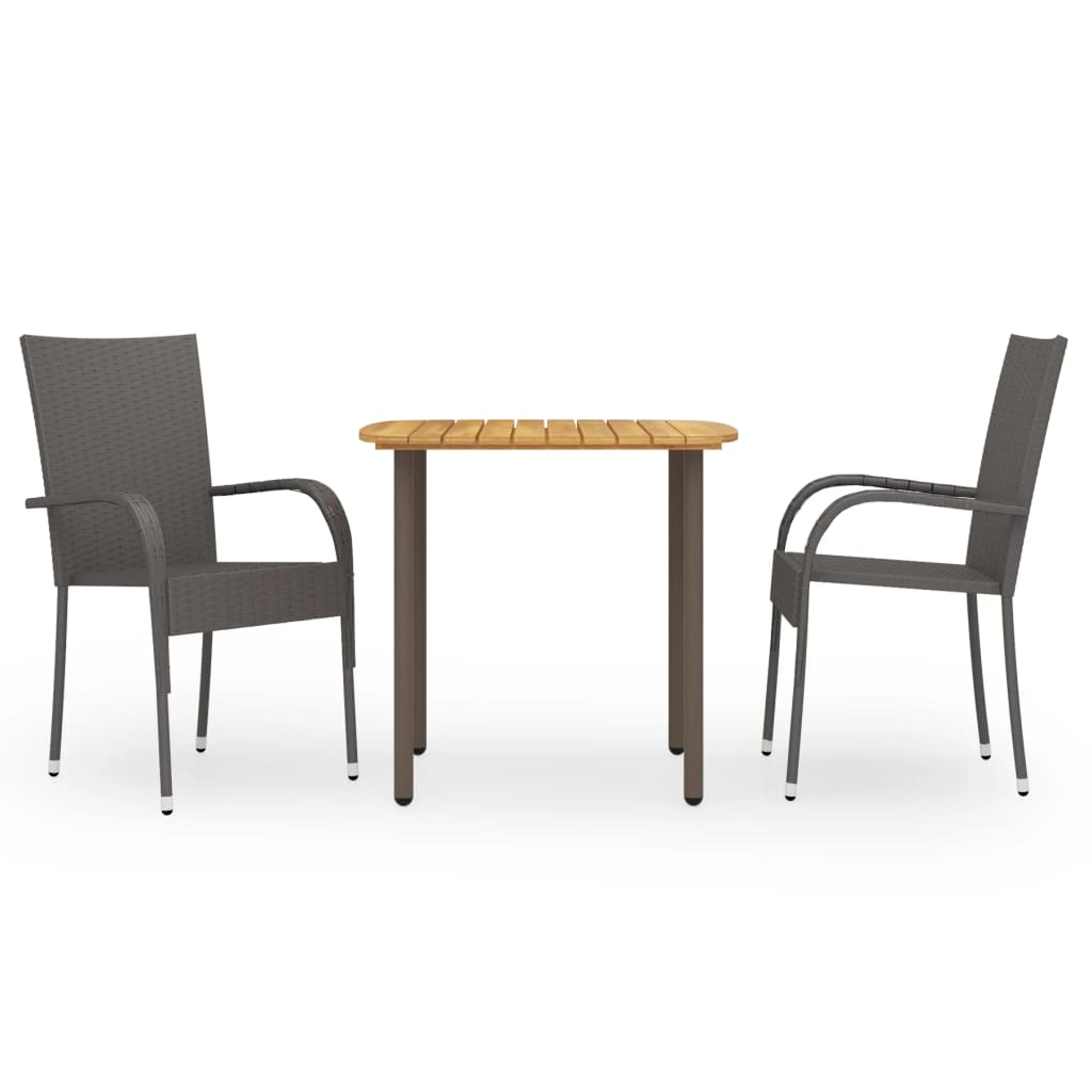 3 részes barna polyrattan kerti étkezőgarnitúra (3072481)